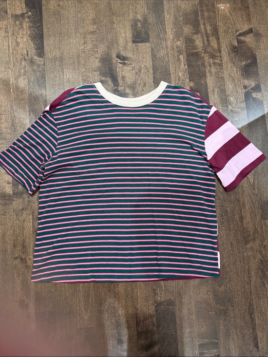 No.6 Store Tops - Kids Short-Sleeve Striped Tee in Teal & Pink